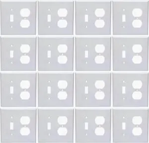 (case of 50) EATON Wiring PJ18W-SP-L 2-Gang Toggle and Duplex Receptacle Mid Size Wallplate, White