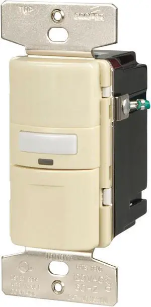 Eaton OS310U-A Motion-Activated Occupancy Sensor Wall Switch, Almond, motion sensor with nightlight, flush, 120V, wire leads