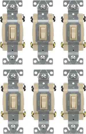 (case of 6) EATON Wiring 1242-7V-BOX 15-Amp, 120-Volt Residential 4-Way Toggle Switch,  Ivory Four Way Toggle