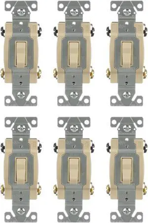 (case of 6) Eaton CSB420V  Toggle Light Switch, 4-way, 20-Amp, Ivory, 120/277V