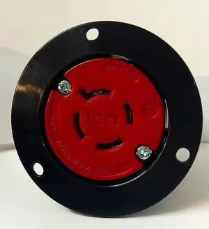 Eaton Arrow Hart AHCL1920FO Color Coded Locking Flanged Outlet, RED, 20 Amp, 4-pole, 4-wire, 3 Phase, #14-8 AWG, Ultra Grip, 277-480V