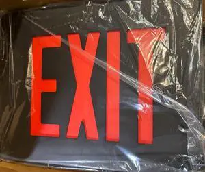 Hubbell DualLite SESRB Die Cast Aluminum LED Exit Sign,  Black with Red Letters, 120/277 VAC, Suitable for Damp Location, Single Face