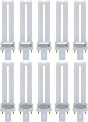 (case of 10) Ge CFL Biax 2-Pin Bulb 4.2 Inch, single tube, 5 Watts, 250 Lumens 2700K Compact Fluorescent Light Bulb (case of 10) Ge CFL Biax 2-Pin Bulb 4.2 Inch, single tube, 5 Watts, 250 Lumens 2700K Compact Fluorescent Light Bulb