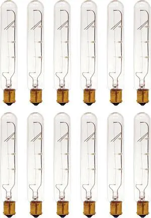 (case of 12 bulbs) GE 14676 Tubular Appliance Bulb 25 watt 220 Lumens, T6.5 Double Contact Bayonet Base 5-9/16 In. Clear