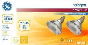 (12 bulbs) GE Lighting 66282, Indoor Outdoor Halogen PAR38 Floodlight, 1600 lumens, 80 watt, 3000K