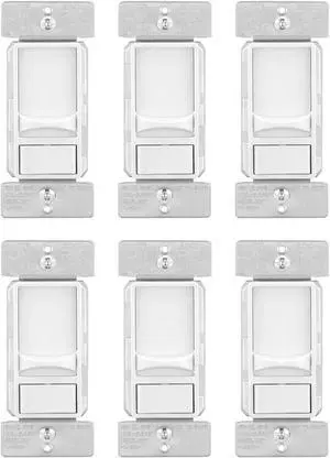 (case of 6) Eaton Slide Dimmer, Single Pole + 3 Way, White Slide Dimmer Switch, SUL06P-W-KB-L