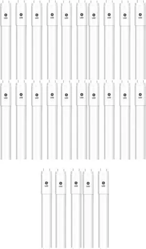 (case of 25) GE Lighting 62402 LED T8, 48 inch, Integrated Driver (Type A Plug & Play) 15 watt, 1950 lumen, 4000K Color Temperature LED replacement for 4ft T8 Fluorescent Lamp