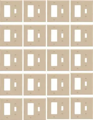 (case of 50) EATON PJ126V Arrow Hart Pj126 Combination Decorative Mid Size Wall Plate, 2 Gang, 4-1/2 in L X 4.56 in W, Ivory