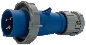 Eaton Arrow Hart AH420P9W Pin and Sleeve plug, IP69K rated, #12 - #10 AWG, 20A, 3 250V, Back wire, Blue,