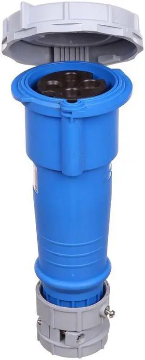 Eaton Arrow Hart AH430C9W pin & sleeve connector, IP69K Rated, #10 -#2 AWG, 30A, 3 250V, Back wire, Blue, IP67, Nylon, Three-pole, Four-wire, grounding, Female, 5 HP, Nylon, Three-phase