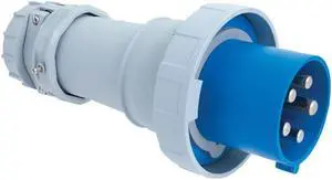 Eaton Arrow Heart Pin and Sleeve Plug Plug, AH3100P6W, 100A, 250V, 2 Pole, 3 Wire, Watertight, Blue, IP67, IP69K