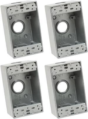 (quantity of 4) Eaton Wiring Devices 1116-SP single gang weatherproof Outlet Box,  1-gang FS Electrical Box, 3 holes