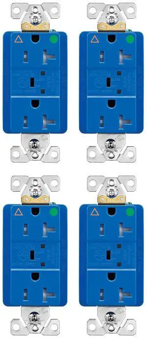 (case of 4) Eaton Wiring 20 Amp TVSS Surge Protection Receptacle w/Alarm & LED Indicators, Hospital Grade, Blue
