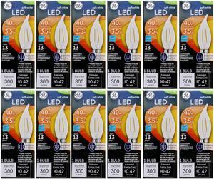 (case of 12 bulbs) GE 33600 Outdoor LED Decorative Light Bulb, 3.5 Watt (40 Watt Equivalent) Soft White, Candelabra Base, Dimmable, Clear, Bent Tip Indoor Outdoor 300 lumen chandelier bulb