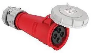 Eaton Arrow Hart AH532C6W Pin and Sleeve Connector, 32A 220/380V - 240/414V, four pole five wire, 4P5W, grounding, Nylon, Red, Female
