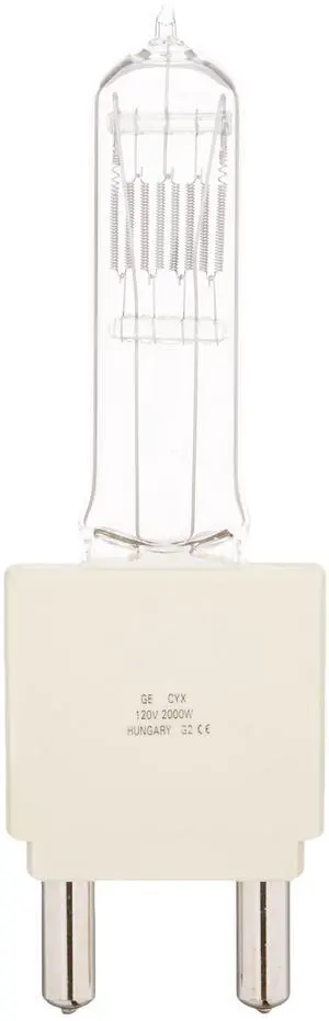 GE 88610 Specialty Halogen Light Bulb (88610) #CYX - 2,000 watt - 120 volt - T10 - Mogul Bi-Post (G38) Base - 3,200K - Quartzline - Showbiz