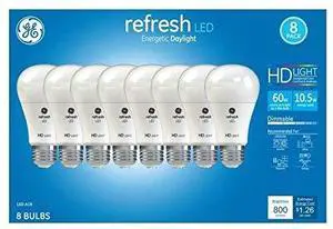 GE Refresh 60-Watt EQ A19 Daylight Dimmable LED Light Bulb (8-Pack)