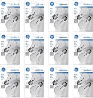 (case of 24 bulbs) GE Appliance Clear Light Bulb 40w, A15 Bulb Type, Medium Base | 415 Lumens |
