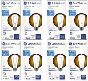 (8 bulbs) GE LED ST19 Soft White, 5 watt, 500 lumens, Dimmable, 60 watt equivalent, LED Light Bulb, medium base