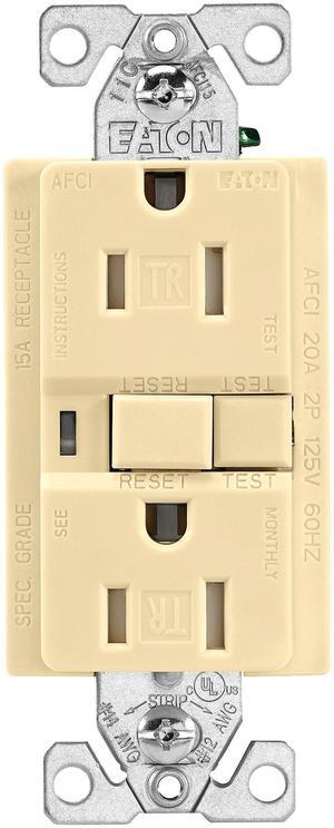 Eaton TRAFCI15V 15 Amp Tamper Resistant AFCI Receptacle, Ivory Finish