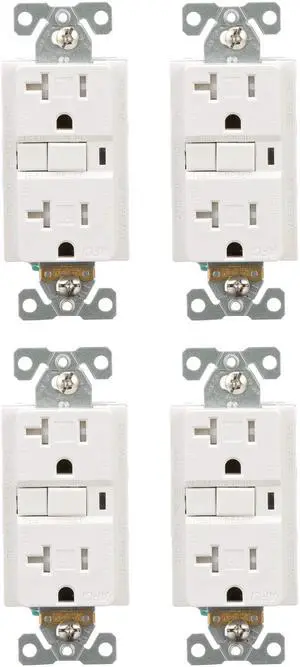 (case of 4) EATON TRAFCI20W Tamper Resistant AFCI Duplex Receptacle, 125 Vac, 20 A, 2 Pole, 3 Wire, White
