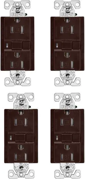 (case of 4) Eaton TRAFCI15B 15 Amp Tamper Resistant AFCI Receptacle, Brown Finish, 2-pole, 3-wire grounding