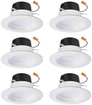 HALO 4 inch Recessed LED Can Light ? Retrofit Ceiling & Shower Downlight ? 3000K -Baffle White Trim (6 Pack)