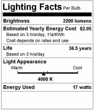GE 39705 LED Light Bulb, High Lumen Biax, 17 watt, 2200 lumen, 4000K Cool White, Frosted, 22.3 inches,  Ballast Compatible, LED172G11/840/10