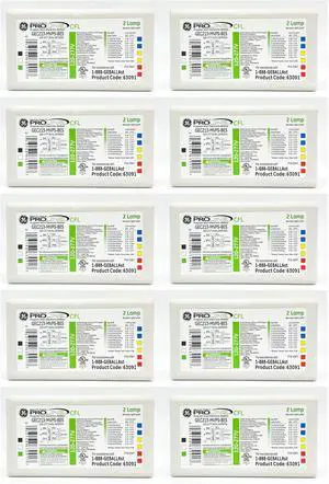 (case of 10) GE 63091 High Frequency Electronic Ballast for 2 OR 1 CFL Lamp, Compact Fluorescent, ProLine, GEC213-MVPS-BES