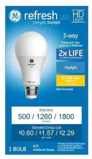 GE Refresh 100-Watt EQ A21 Daylight 3-Way Bulb LED Light Bulb