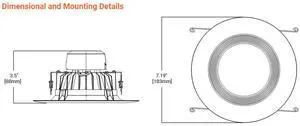 Halo LED Recessed Retrofit Module with Baffle Trim, LED recessed fixture with screw base adapter,  3000K, 12 watts, 1140 lumens, 90 CRI, Matte white