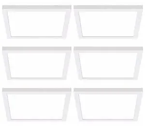 (case of 6) Hubbell Litebox Edge-Lit Surface LED Downlight, 8 inch square, white, Selectable Color Temperature, 1750 lumens,  20 watts, 120-277V, 0-10V Triac Dimming, LBSES-8SQD-RM- CS9-WH