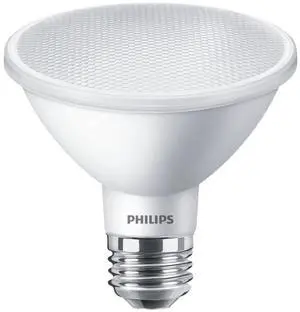 Philips LED PAR30S Narrow Flood/Spot, Neutral White Light, 9.4 watts, 850 lumens, 3500K, 25 degree beam angle, Dimmable, Medium Base