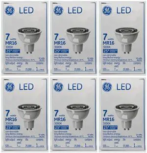 (case of 6) GE 36485 LED MR16 3000k 25 degree narrow flood, 520 lumens, 7 watts (case of 6) GE 36485 LED MR16 3000k 25 degree narrow flood, 520 lumens, 7 watts