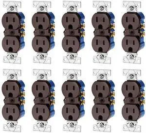 (case of 10) Eaton 15 Amp Duplex Receptacle, Auto-Grounded, Tamper Resistant, Brown, TR270-9B (case of 10) Eaton 15 Amp Duplex Receptacle, Auto-Grounded, Tamper Resistant, Brown, TR270-9B