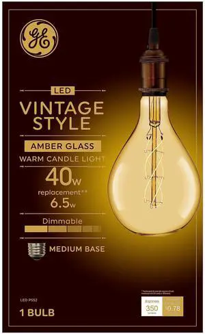 GE Vintage Style LED Light Bulb, 40 Watt, Amber Finish, PS52 Large Pear Shaped Bulb (1 Pack) GE Vintage Style LED Light Bulb, 40 Watt, Amber Finish, PS52 Large Pear Shaped Bulb (1 Pack)