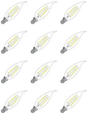 (case of 12 bulbs) GE 76915 LED Chandelier Bulb, Candelabra Screw Base Nostalgic Vintage Style, 2500K warm white, 4 watt, 300 lumen, Clear Dimmable (case of 12 bulbs) GE 76915 LED Chandelier Bulb, Candelabra Screw Base Nostalgic Vintage Style, 2500K warm white, 4 watt, 300 lumen, Clear Dimmable