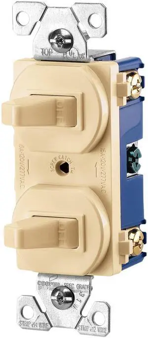 EATON Wiring 275V-BOX 15-Amp 120/277-volt Commercial Grade Combination Single Pole Toggle Switch and 3-Way Switch, Ivory EATON Wiring 275V-BOX 15-Amp 120/277-volt Commercial Grade Combination Single Pole Toggle Switch and 3-Way Switch, Ivory