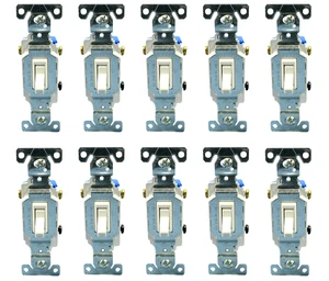 (case of 10) Eaton Toggle Switch, 15A, White, 3-way Non-Grounded, 1303W-BOX (case of 10) Eaton Toggle Switch, 15A, White, 3-way Non-Grounded, 1303W-BOX