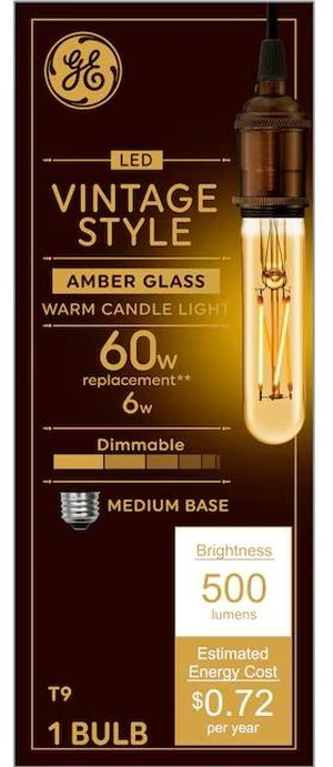 LED 6 WATT VINTAGE STYLE AMBER GLASS BULB T9 DIMMABLE LED 6 WATT VINTAGE STYLE AMBER GLASS BULB T9 DIMMABLE