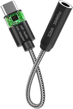 eCables USB-C to 3.5mm Audio Jack Adapter, Black 4"