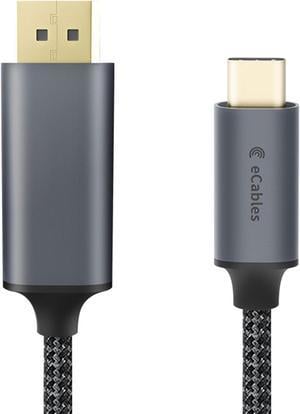 eCables USB-C to DisplayPort 4K@60HZ Gold Plated, Premium Braided Monitor Cable 6ft