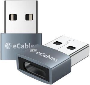 eCables USB-C Female to USB-A Male 2.0 Adapter Black (2-Pack)
