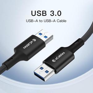 eCables USB-A to USB-A 3.0 Cable Braided, Black 6 ft.