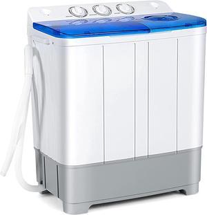 Auertech Portable Washing Machine, 14lbs Mini Twin Tub Washer Compact  Laundry Machine with Built-in Gravity Drain Time Control, Semi-automatic  9lbs Washer 5lbs Spinner for Dorms, Apartments, RVs 