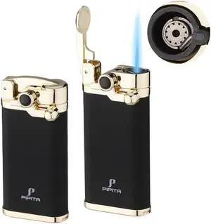 PIPITA Torch Lighter 2 Pack Windproof Single Torch Jet Flame Metal Lighters Refillable Butane Gas Lighter with Punch (Butane NOT Include)