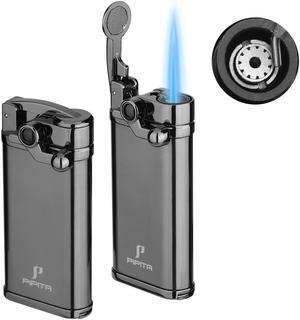 PIPITA Torch Lighter 2 Pack Windproof Single Torch Jet Flame Metal Lighters Refillable Butane Gas Lighter with Punch (Butane NOT Include) Black