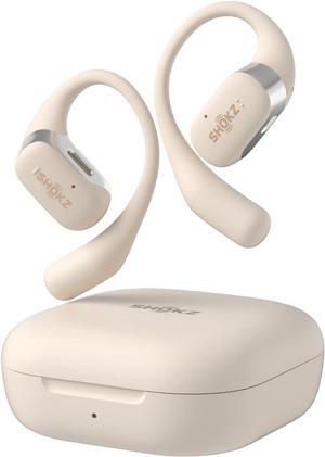 SHOKZ OpenFit - Open-Ear True Wireless Bluetooth Headphones with Microphone, Earbuds with Earhooks, Sweat Resistant, Fast Charging, 28HRS Playtime, Compatible with iPhone & Android, White(Renewed)