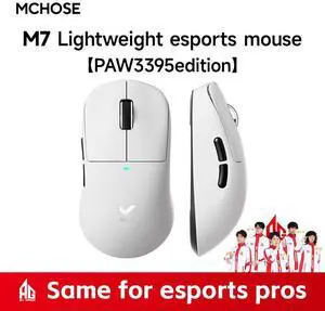 MCHOSE M7 Wireless Gaming Mouse, 1K Polling, 53g Lightweight Ergonomic Computer Mouse PAW3395 Optical Sensor 650 IPS, 26000 DPI, 6 Programmable Controls USB-C 3-Modes PC/Mac White