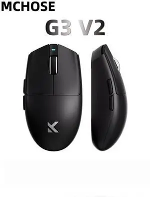 MCHOSE G3 V2 Wireless Gaming Mouse, Symmetrical, PAW3311, 12K DPI, Tri-Mode Connection, 59g Weight, 800mAh Battery (Black)